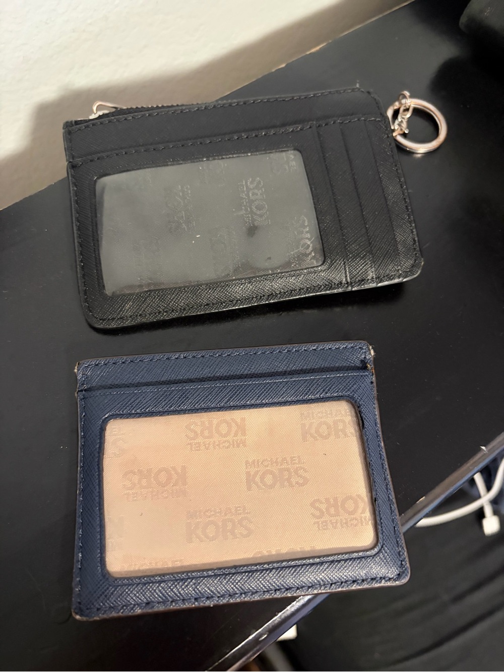 Michael Kors Black and Navy Card ID Holder Set